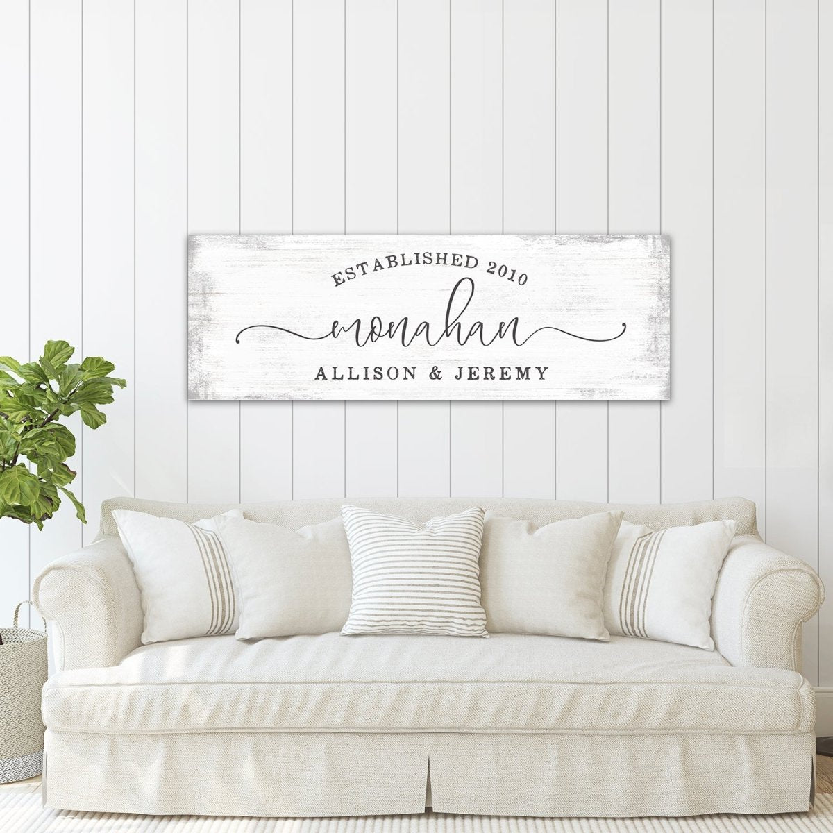 Newlywed Established Sign With Names Above Couch - Pretty Perfect Studio