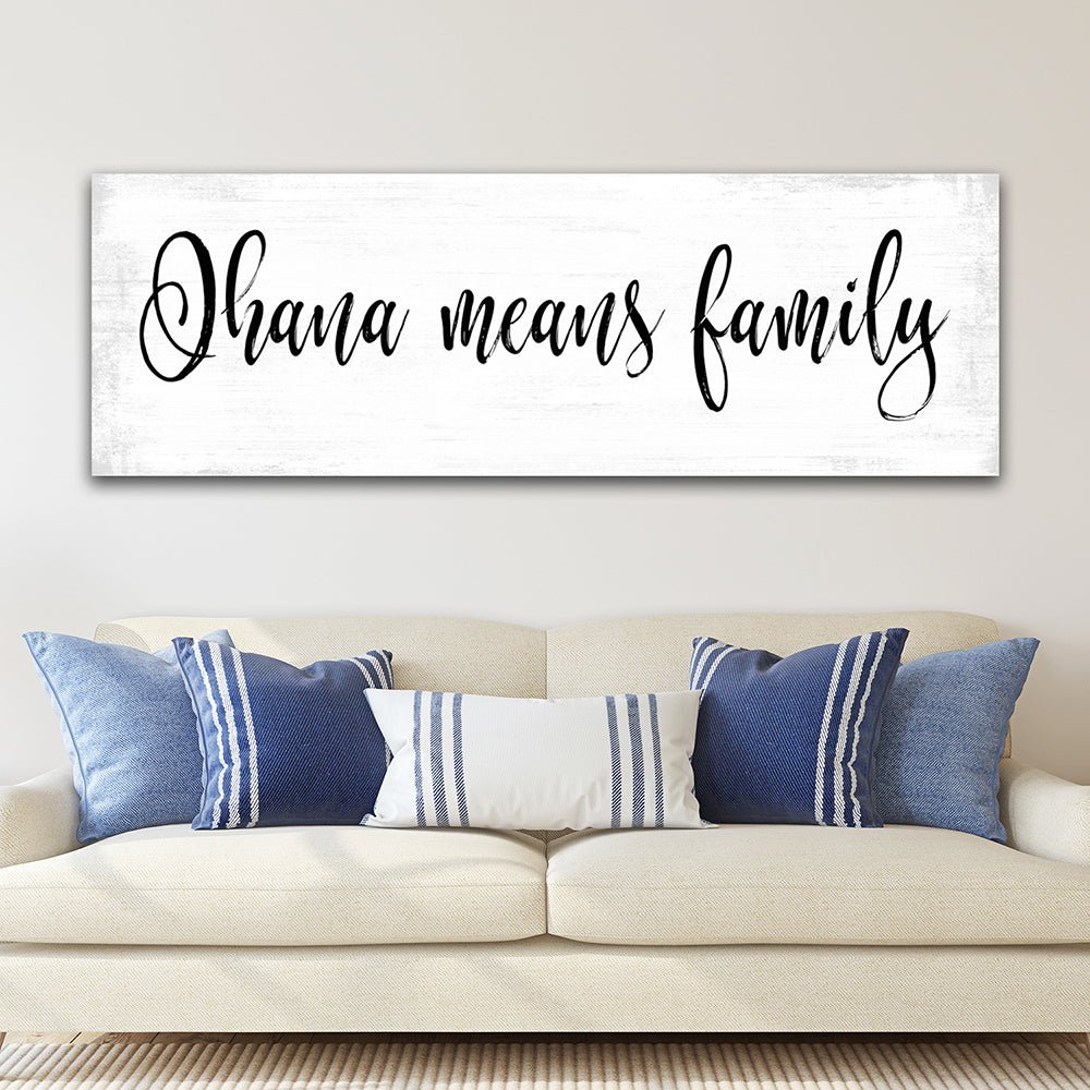 Ohana Means Family Quote Sign in Family Room - Pretty Perfect Studio