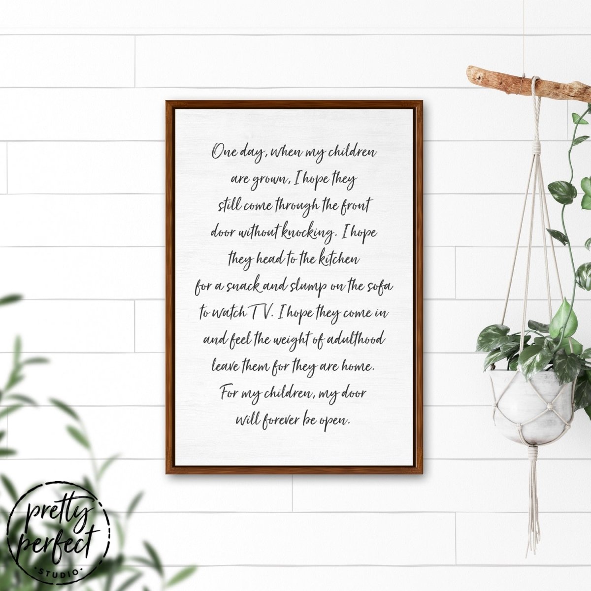 One Day When My Children Are Grown Canvas Sign Hanging in Entryway of Home - Pretty Perfect Studio