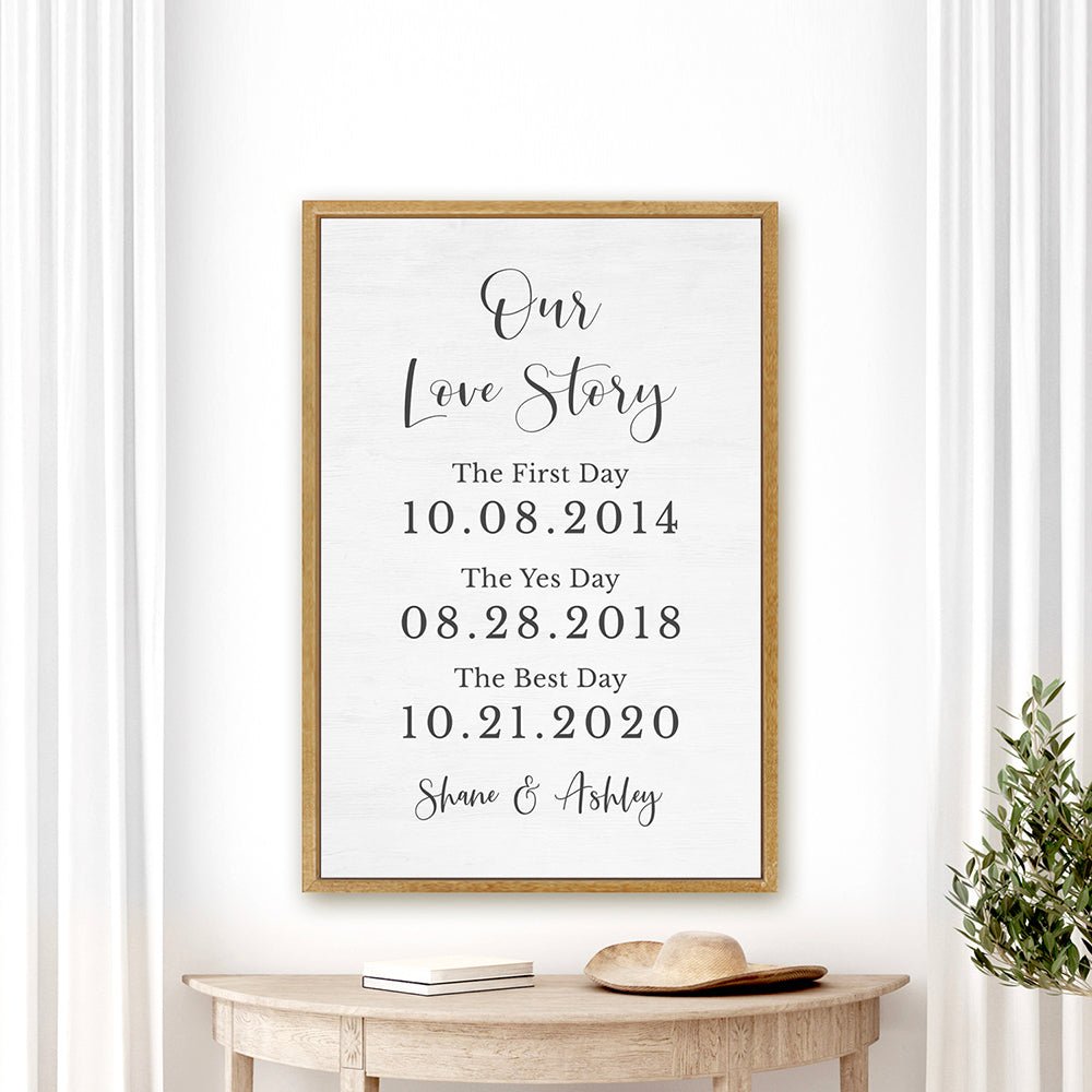 Our Love Story Personalized Sign With Names and Dates - Pretty Perfect Studio