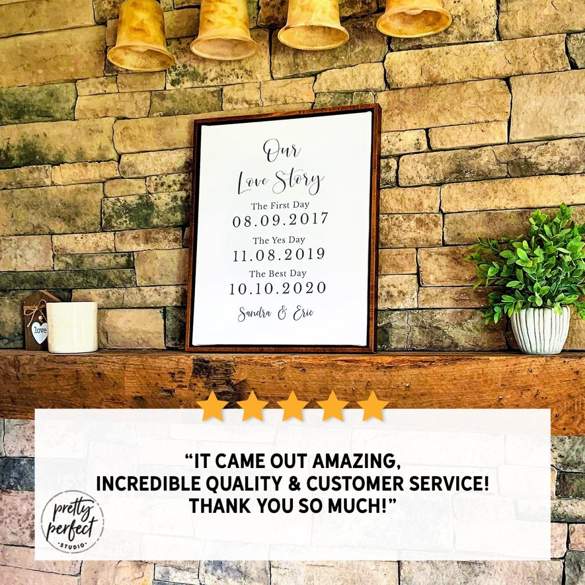 Customer product review for custom our love story wall art by Pretty Perfect Studio