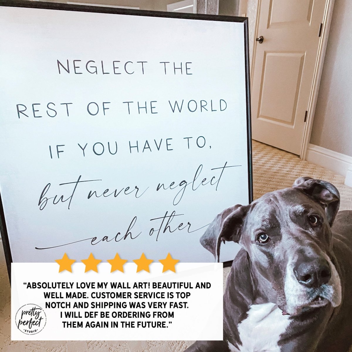 Customer product review for personalized quote canvas sign by Pretty Perfect Studio