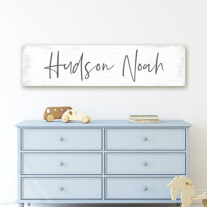 Personalized Baby Name Sign Hanging on Wall in Nursery - Pretty Perfect Studio