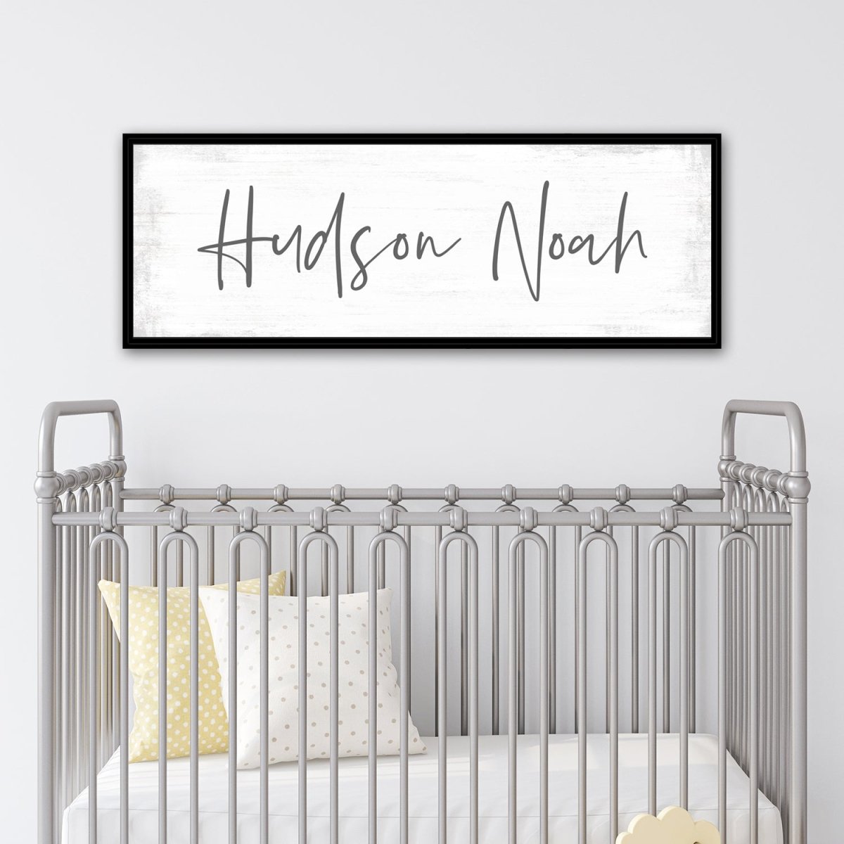 Personalized Baby Name Sign in Nursery Above Baby Crib - Pretty Perfect Studio
