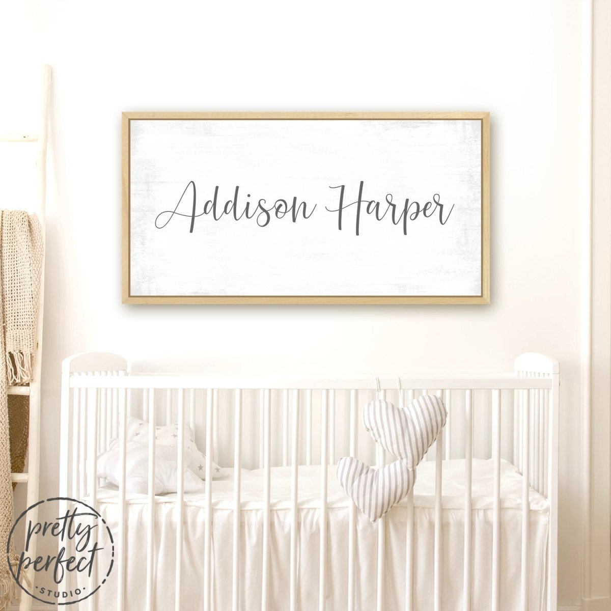 Baby Girl's Personalized Name Canvas Wall Art for the Nursery Room Above Crib - Pretty Perfect Studio 