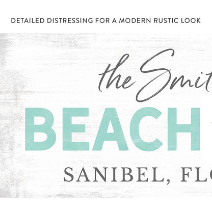 Beach House Sign Personalized | Custom Beach House Decor | Family Name Beach Sign Canvas