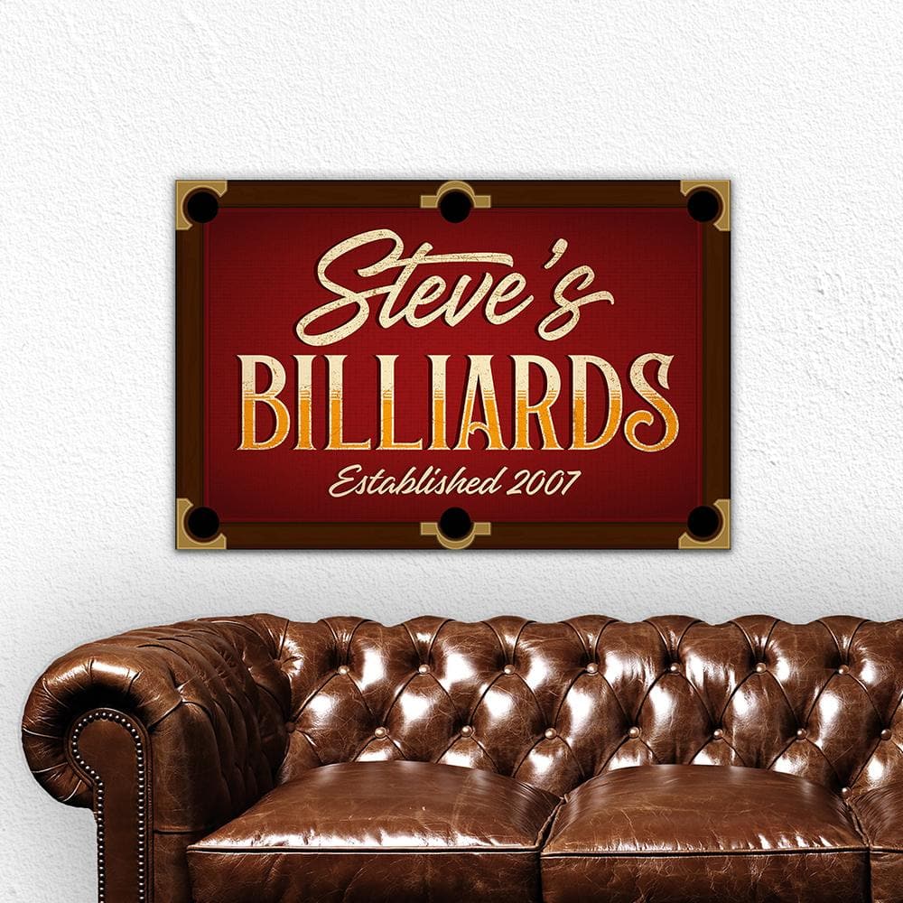 Personalized Billiards Sign | Pool Table Sign - Pretty Perfect Studio