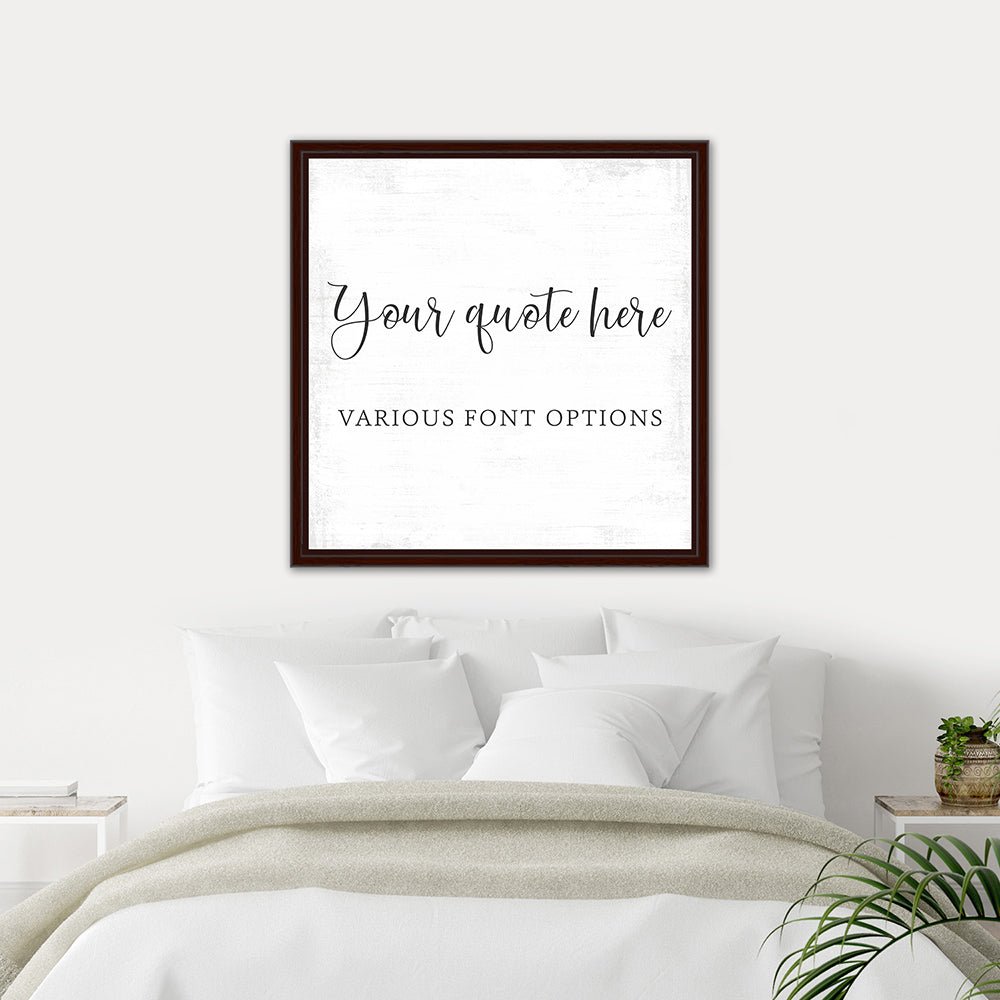 Personalized Canvas Wall Art With Custom Quote Above Bed in Bedroom - Pretty Perfect Studio