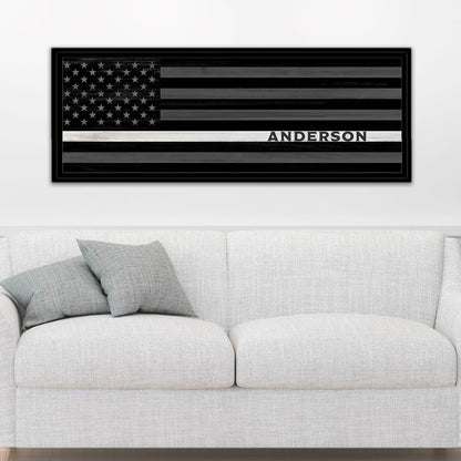 Personalized EMS Sign With Name Above Couch in Living Room - Pretty Perfect Studio