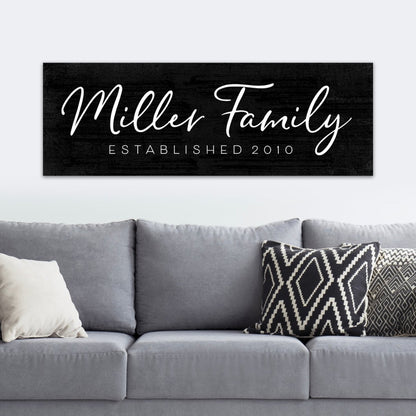 Personalized Established Sign With Family Name Above Couch - Pretty Perfect Studio
