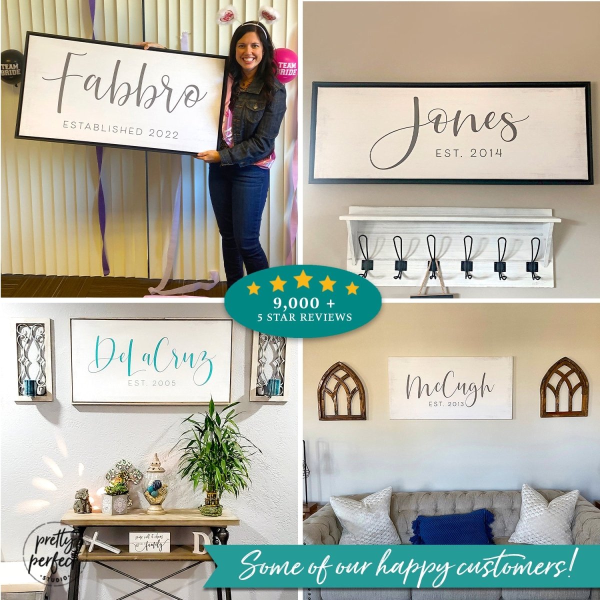 Customer product review for custom family established name wall art by Pretty Perfect Studio
