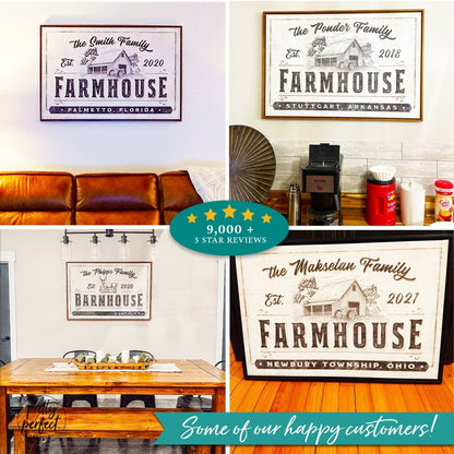 Customer product review for custom farmhouse name wall art by Pretty Perfect Studio