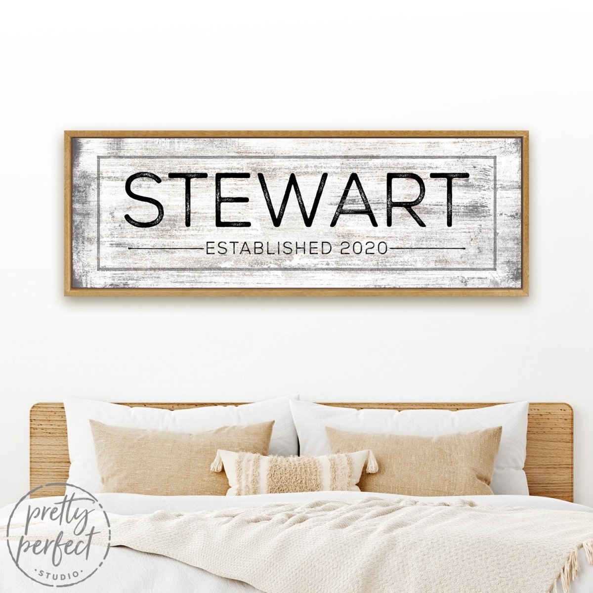 Personalized Family Name Established Sign Above Bed - Pretty Perfect Studio