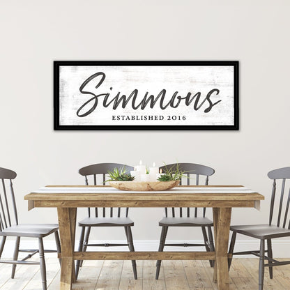 Personalized Family Sign With Established Date Above Kitchen Table - Pretty Perfect Studio