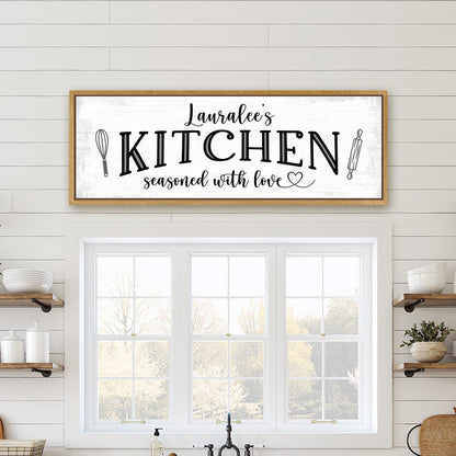 Personalized Farmhouse Kitchen Sign Hanging on Wall Above Kitchen Sink - Pretty Perfect Studio