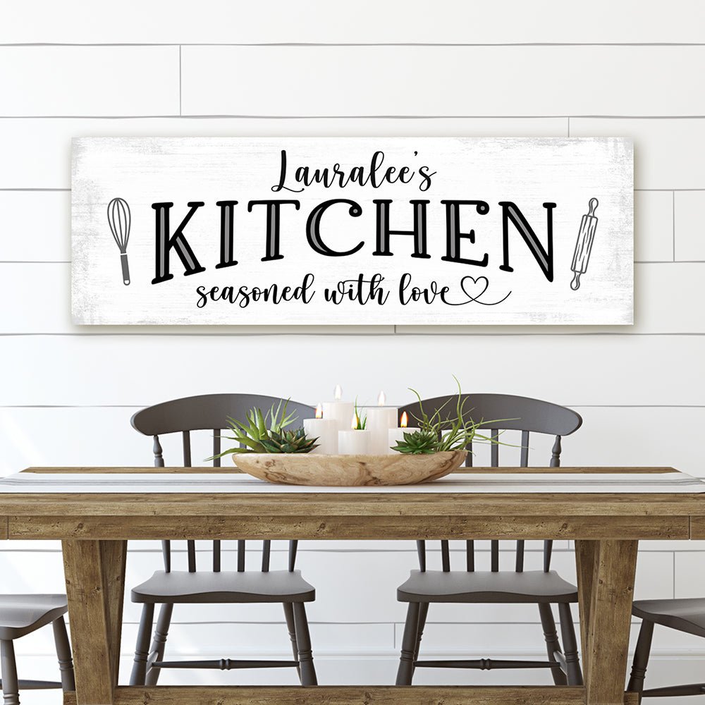 Personalized Farmhouse Kitchen Sign Above Kitchen Table - Pretty Perfect Studio