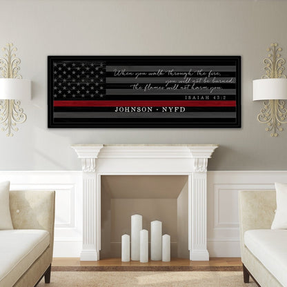 Personalized Firefighter Sign With Bible Scripture Above Mantle - Pretty Perfect Studio