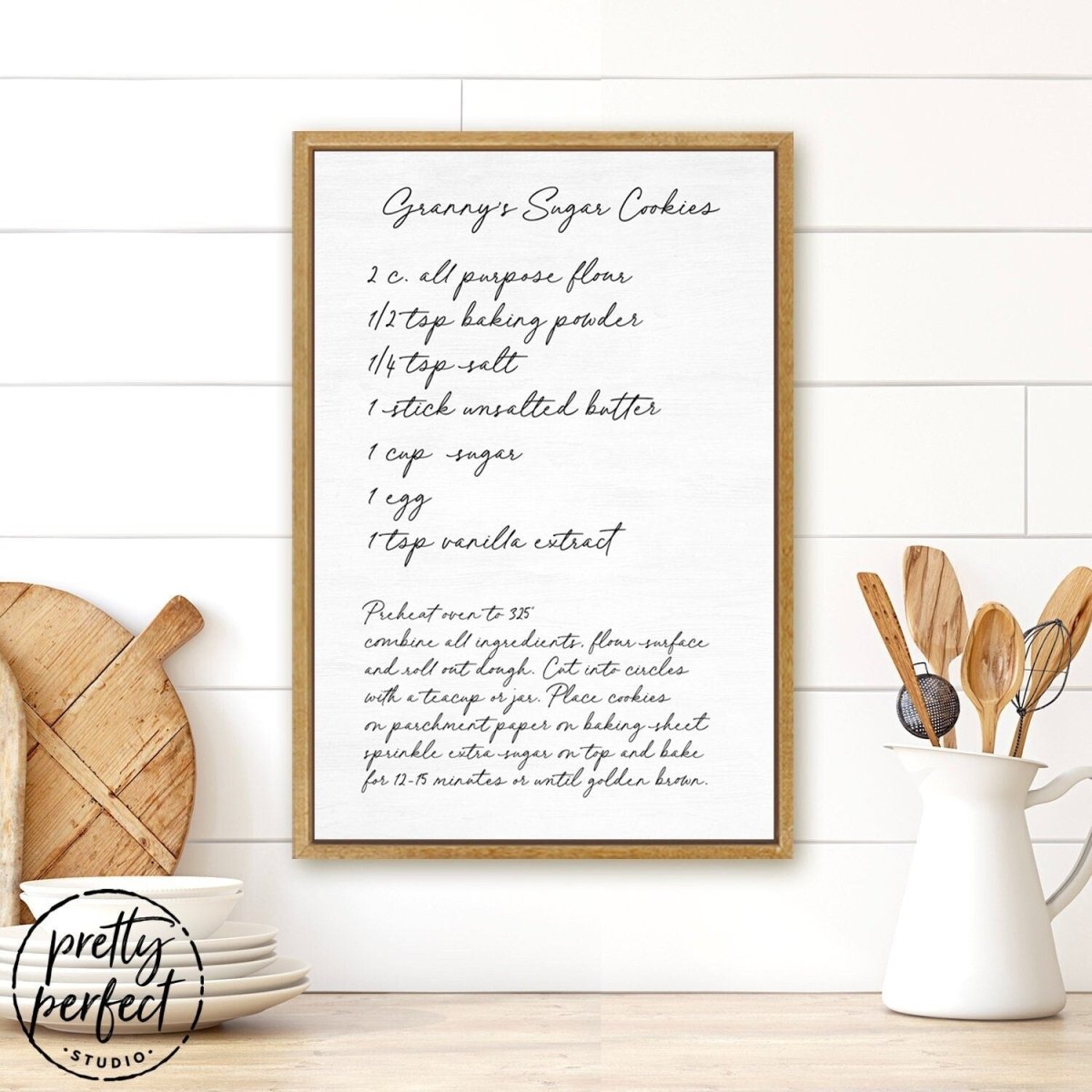 Personalized Family Recipe Sign Hanging in Kitchen on Wall - Pretty Perfect Studio