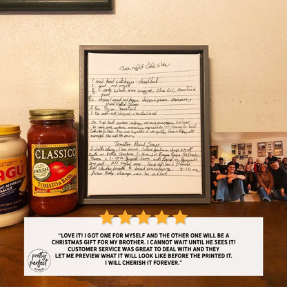 Customer product review for custom family recipe wall art by Pretty Perfect Studio