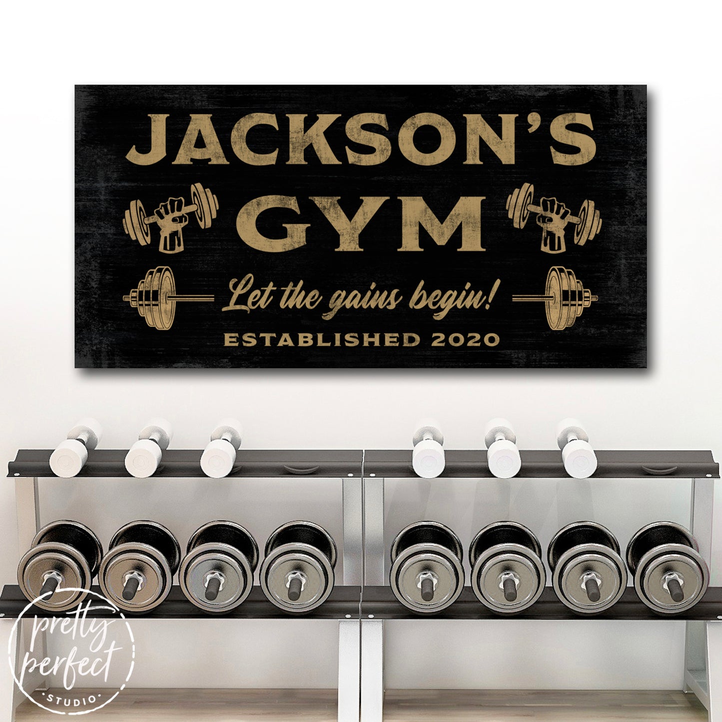 Custom Gym Sign With Established Date and Quote - Pretty Perfect Studio