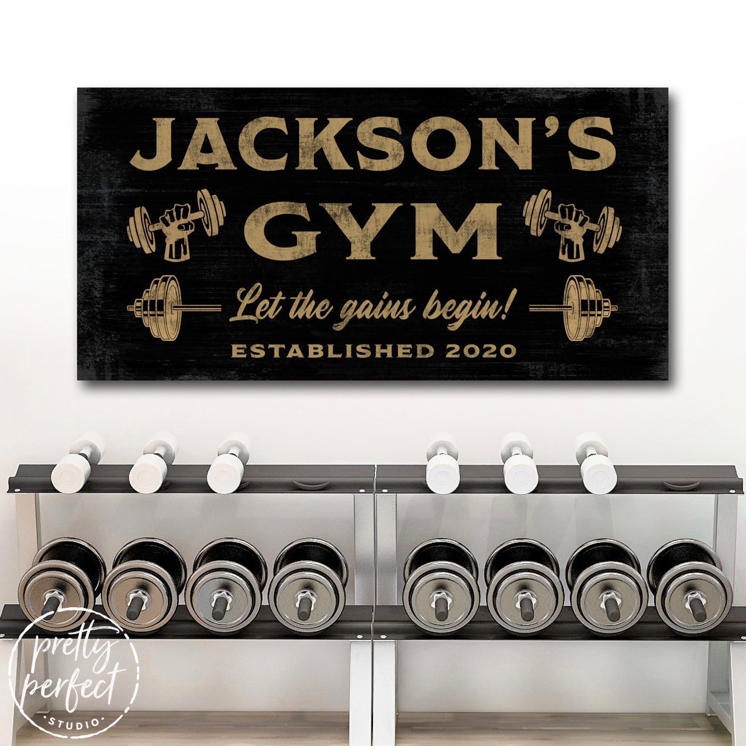 Custom Gym Sign With Established Date and Quote - Pretty Perfect Studio