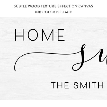 Personalized Home Sweet Home Sign With Wood Texture Effect on Canvas - Pretty Perfect Studio
