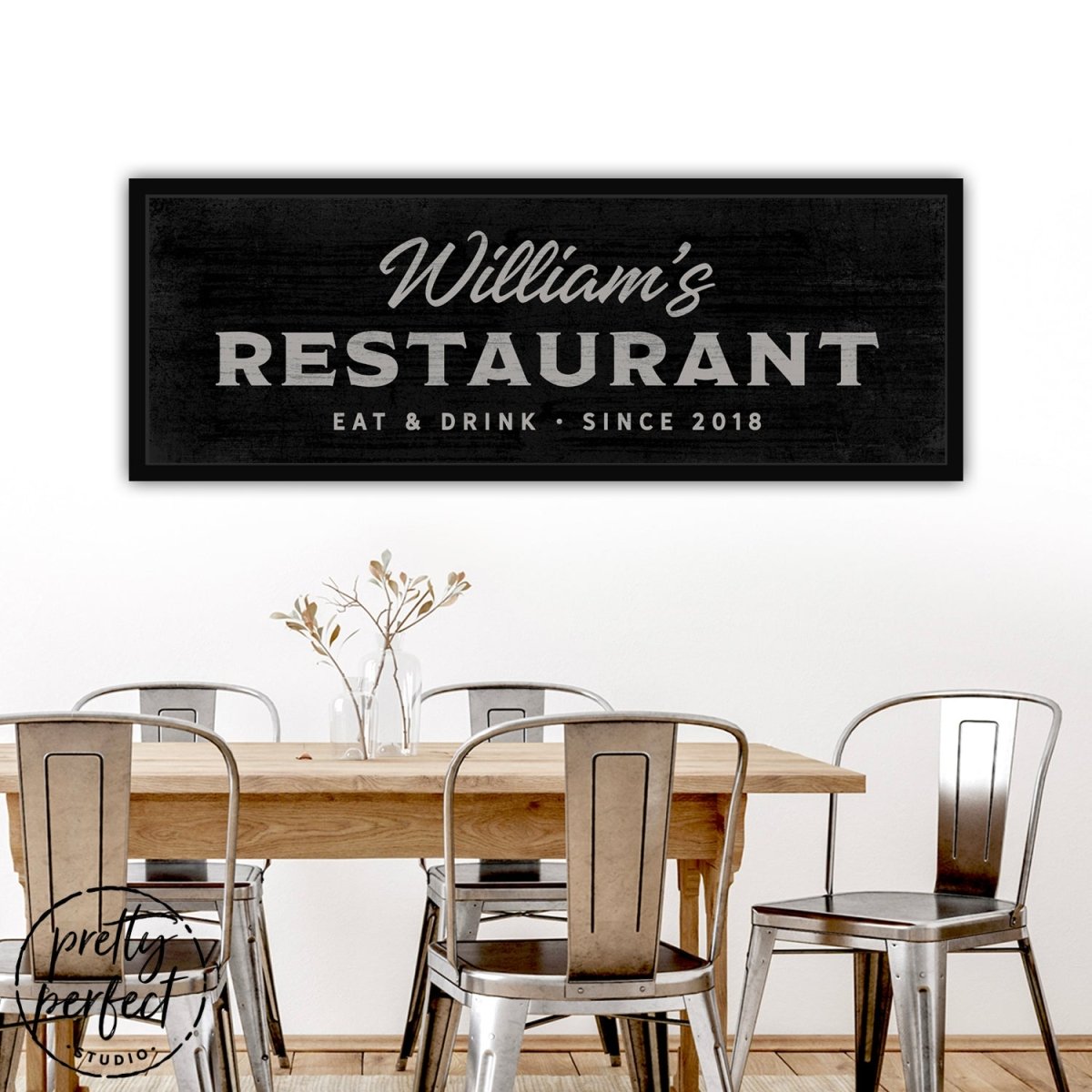 Personalized Kitchen Restaurant Sign Above Kitchen Table - Pretty Perfect Studio