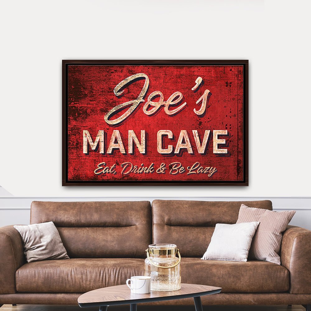 Personalized Man Cave Sign Above Couch - Pretty Perfect Studio