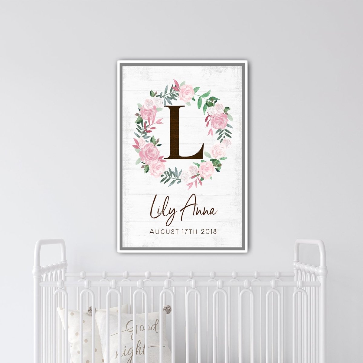Baby Girl Personalized Name Sign for the Nursery Room Above Crib - Pretty Perfect Studio