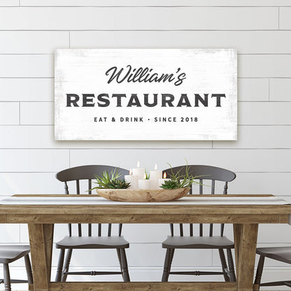 Personalized Restaurant Sign Above Kitchen Table - Pretty Perfect Studio