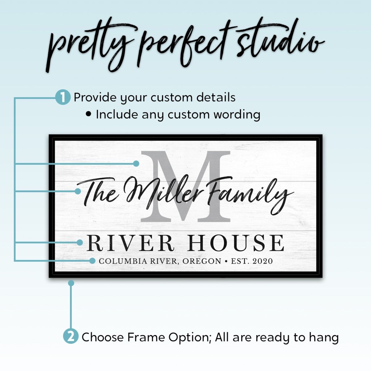 Personalized River House Family Monogram Sign