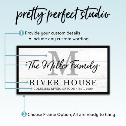 Personalized River House Family Monogram Sign