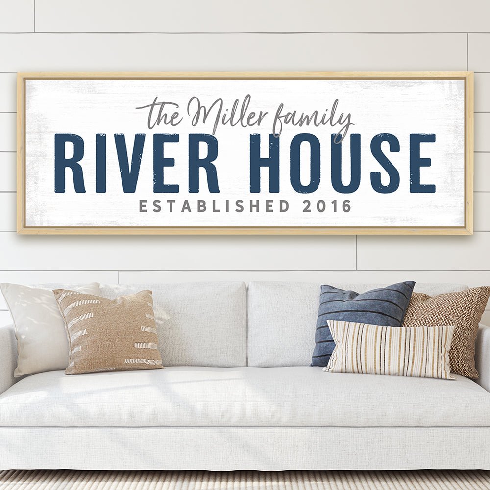 Personalized River House Wall Art Above Couch - Pretty Perfect Studio
