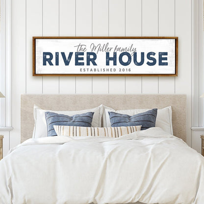 Personalized River House Wall Art Above Bed - Pretty Perfect Studio