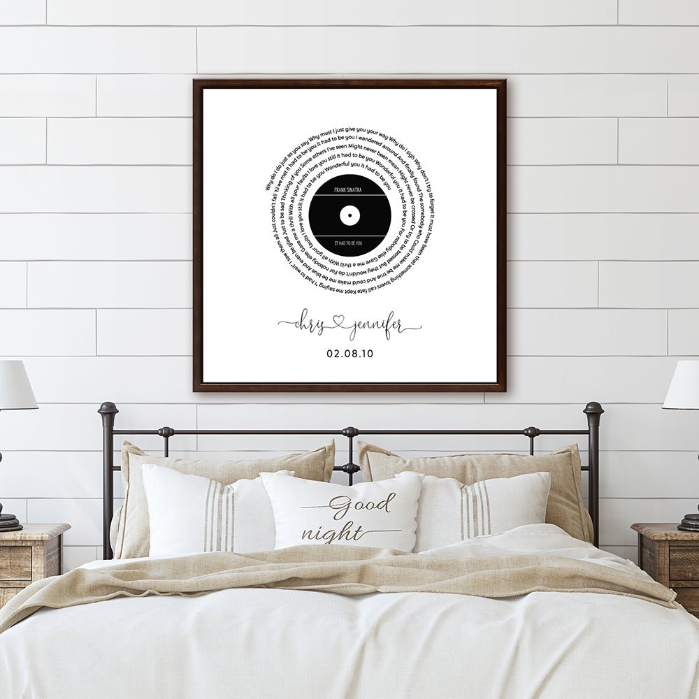 Personalized Song Lyric Wall Art in Bedroom - Pretty Perfect Studio