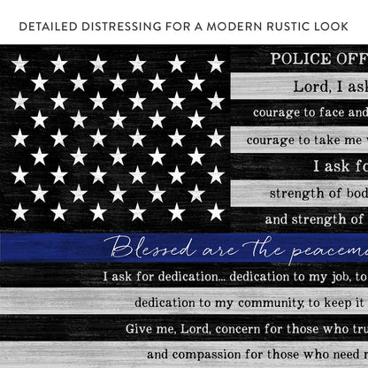 Thin Blue Line Police Officer Prayer Sign