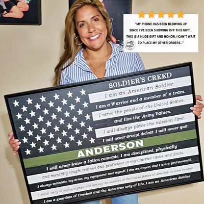 Customer product review for personalized US military soldier's prayer sign by Pretty Perfect Studio