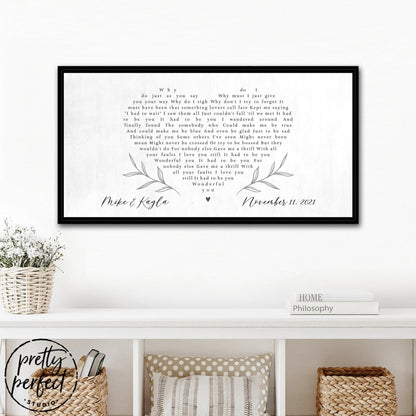 Personalized Wedding Song On Canvas, Heart Lyrics, First Dance Wedding Gift
