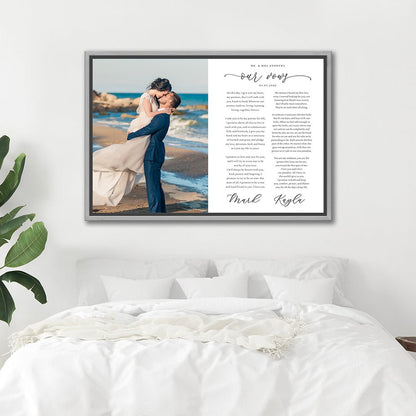 Personalized Wedding Vows Canvas Above Bed - Pretty Perfect Studio