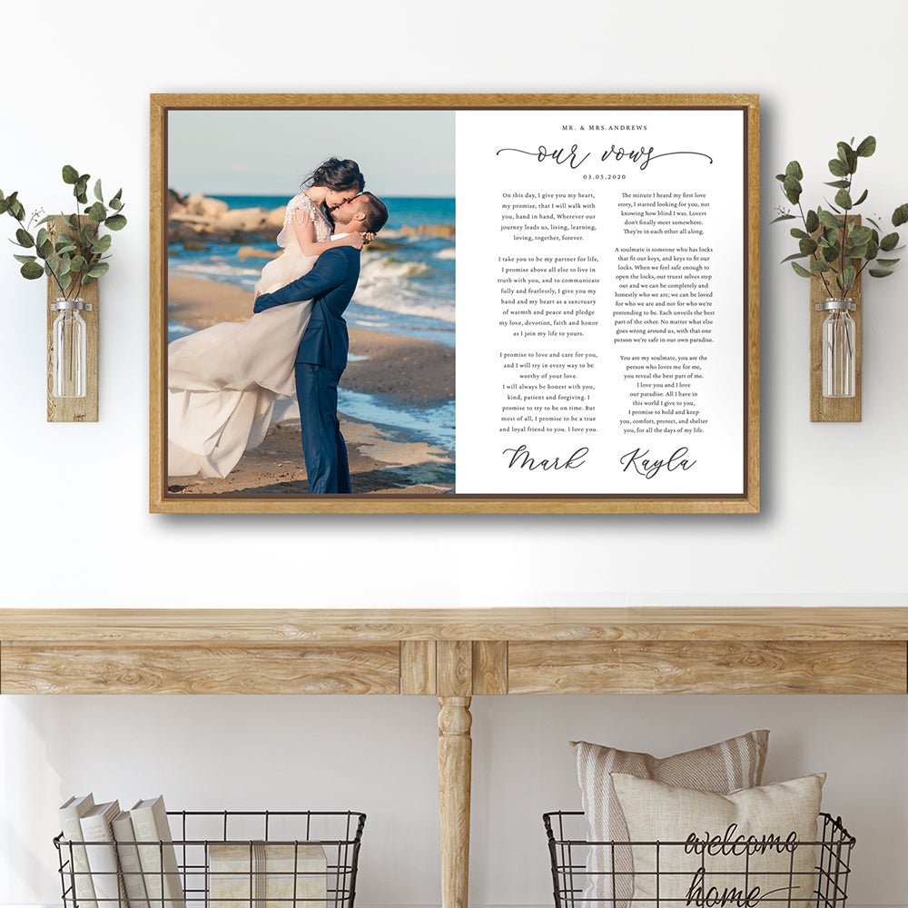 Personalized Wedding Vows Canvas Above Table - Pretty Perfect Studio