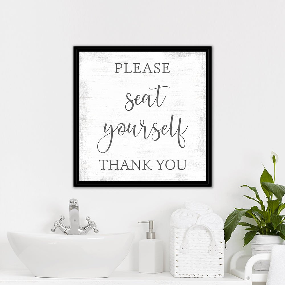 Please Seat Yourself Bathroom Sign in Bathroom Above Sink - Pretty Perfect Studio