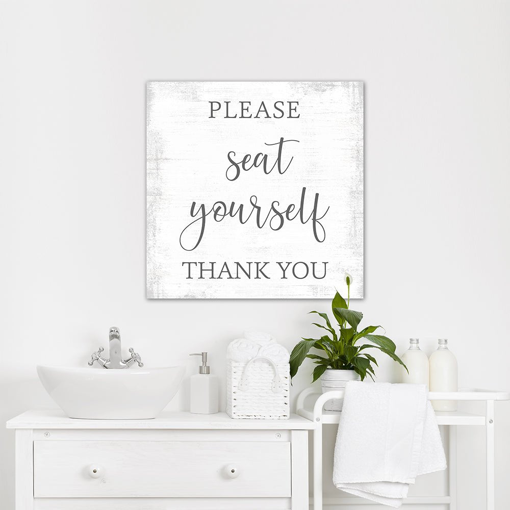 Please Seat Yourself Bathroom Sign in Bathroom - Pretty Perfect Studio