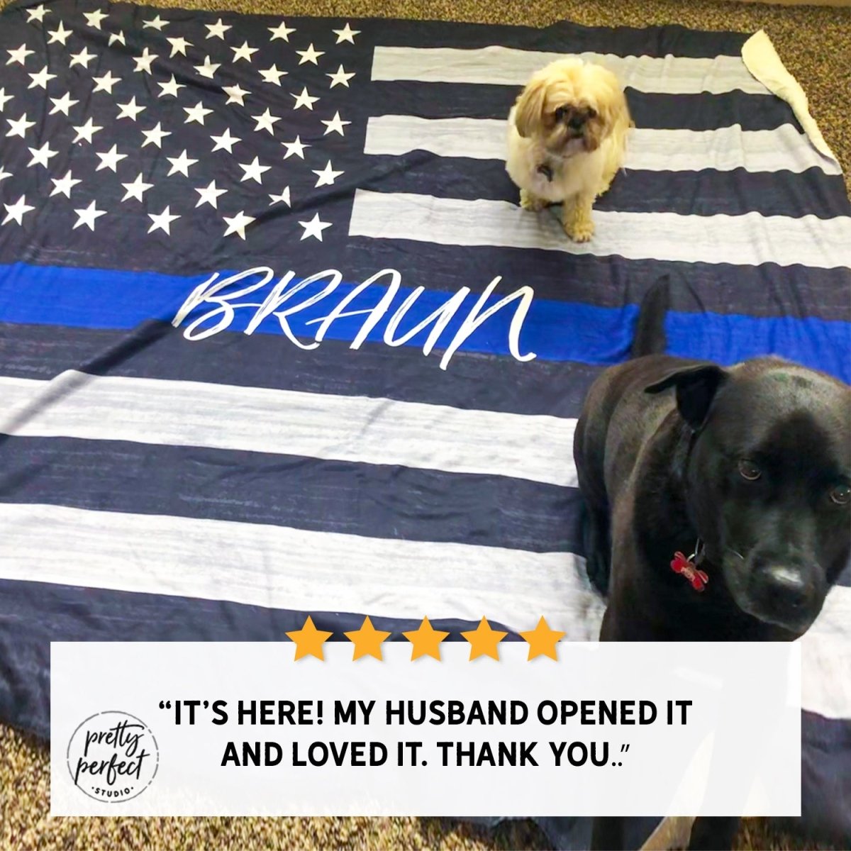 Customer product review for Police Officer Blanket With Name and Badge by Pretty Perfect Studio