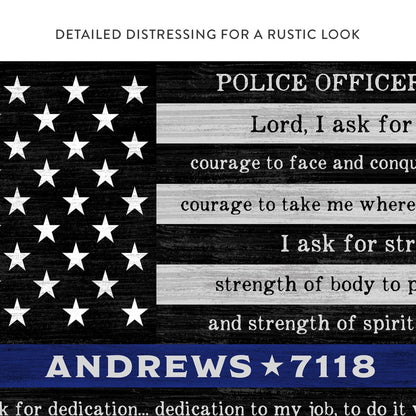 Police Officer Prayer Sign With Name and Badge Number With Modern Rustic Look - Pretty Perfect Studio