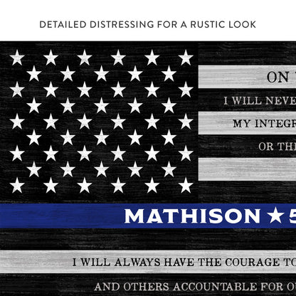 Police Officer Sign Personalized With Name and Oath With Modern Rustic Look - Pretty Perfect Studio