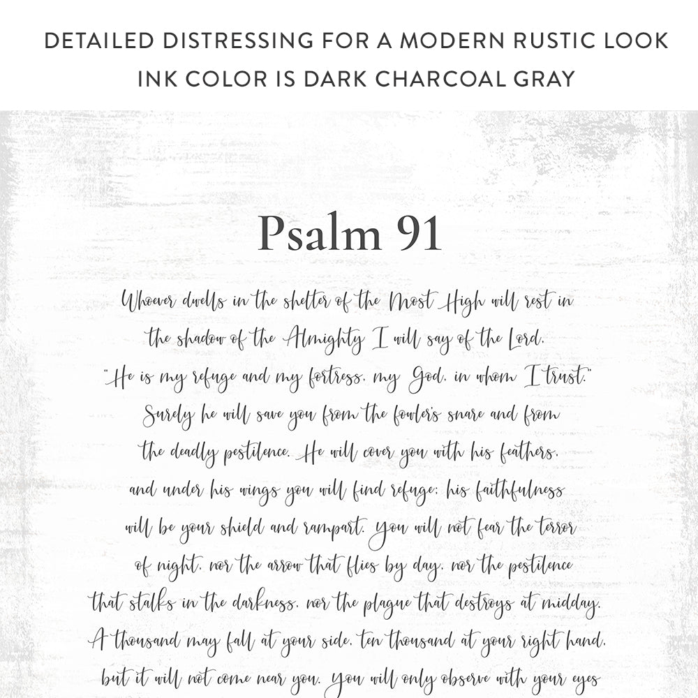 Psalm 91 Bible Scripture Sign With Modern Rustic Look - Pretty Perfect Studio