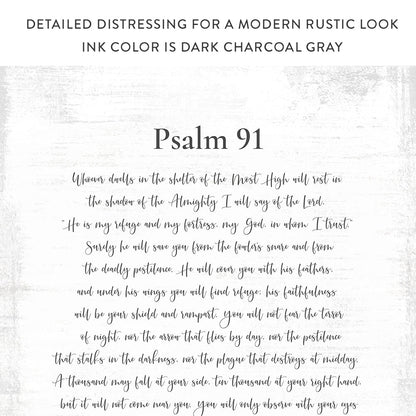 Psalm 91 Bible Scripture Sign With Modern Rustic Look - Pretty Perfect Studio