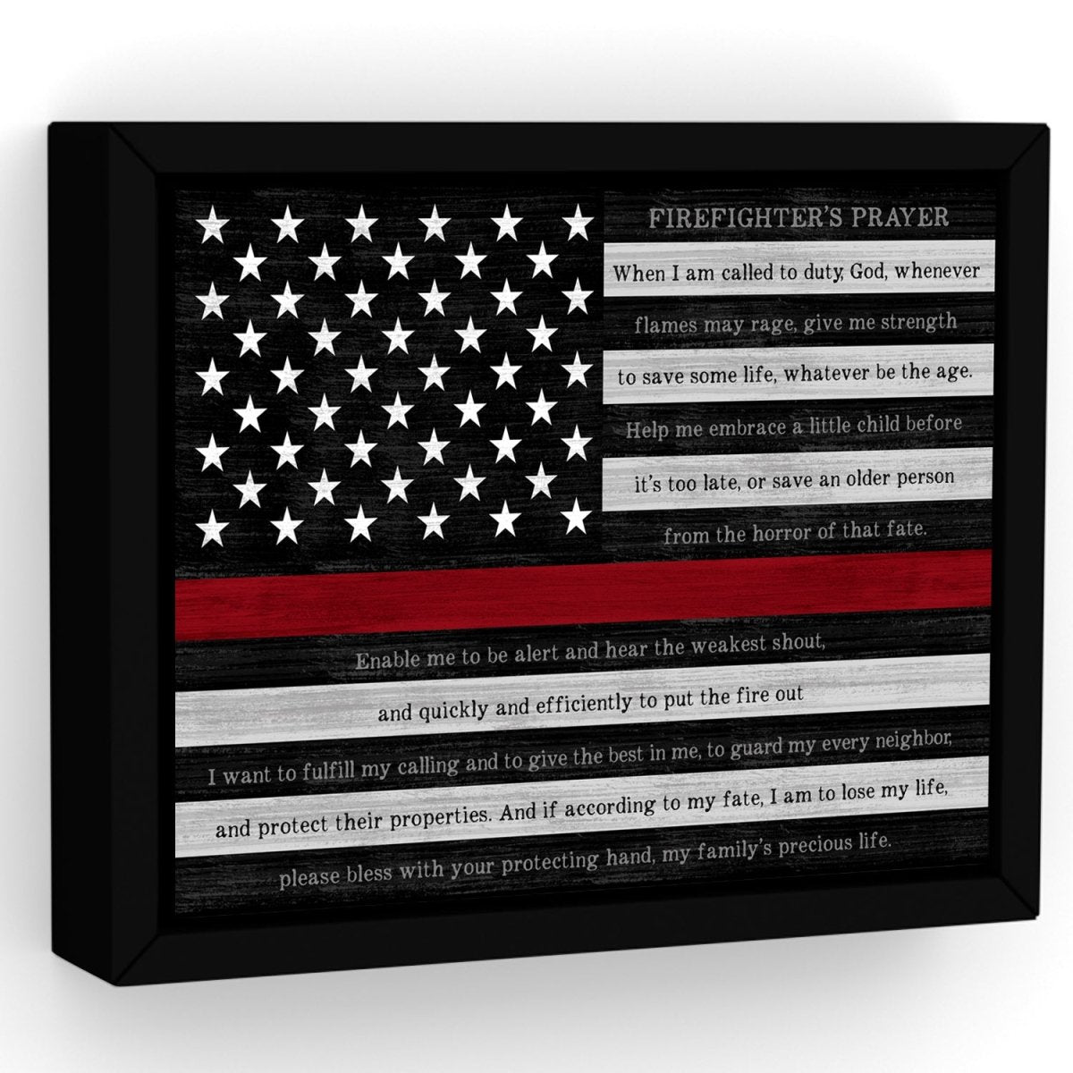 Red Line Firefighter Prayer Canvas Sign - Pretty Perfect Studio
