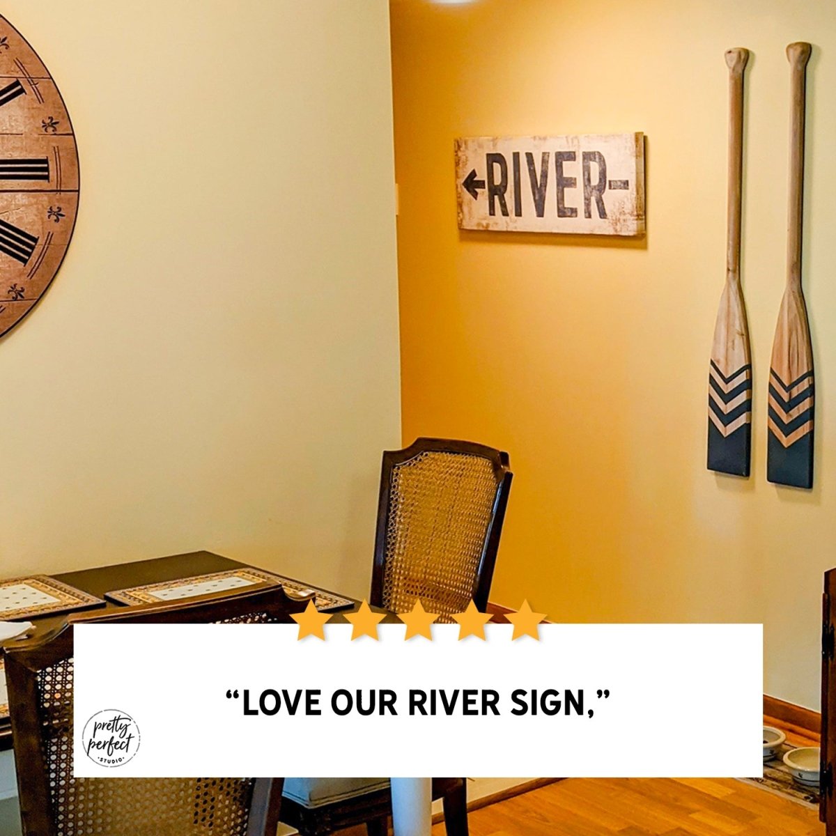 Customer product review for custom river arrow wall art by Pretty Perfect Studio