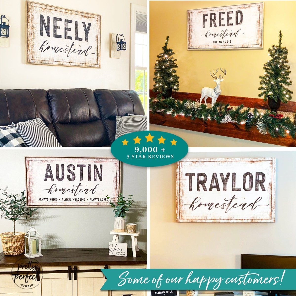 Customer product review for custom family name homestead wall art by Pretty Perfect Studio